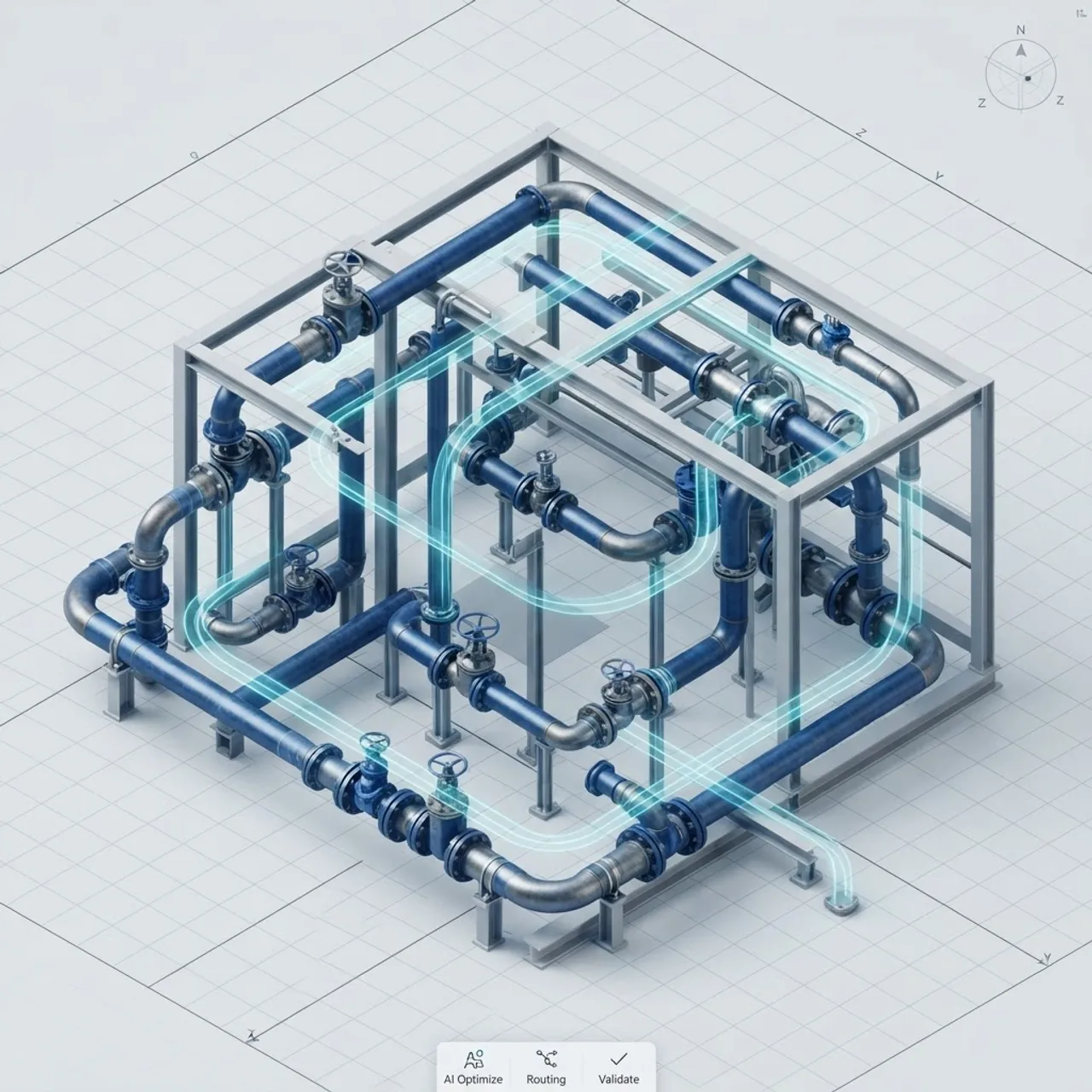 Intelligent 3D piping design routing visualization