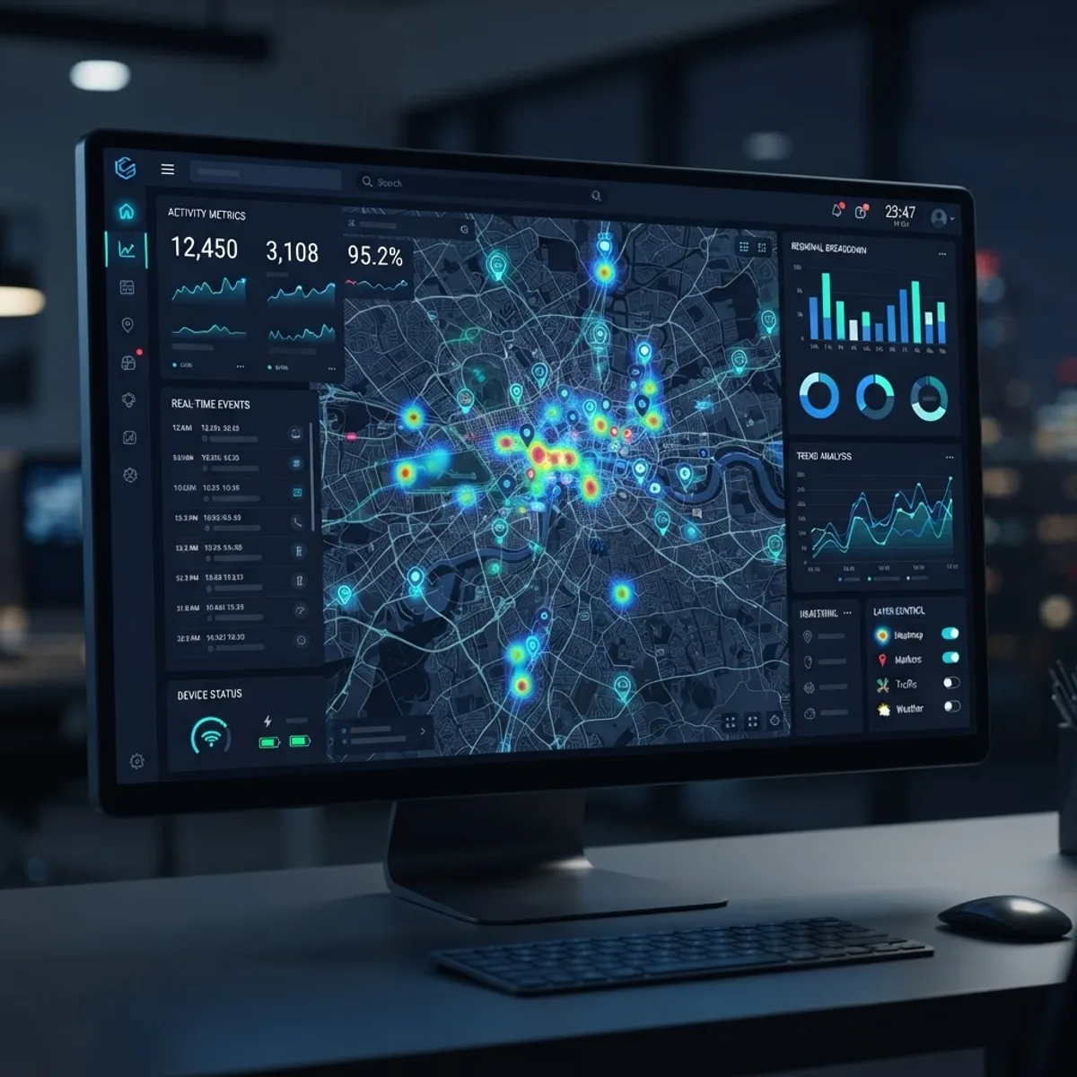 Geospatial data analytics dashboard interface