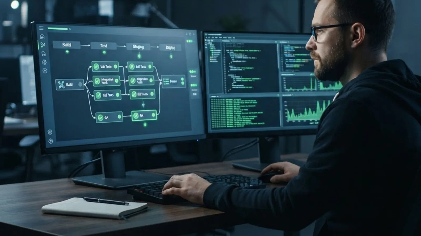 Automated testing and deployment pipeline for a software product