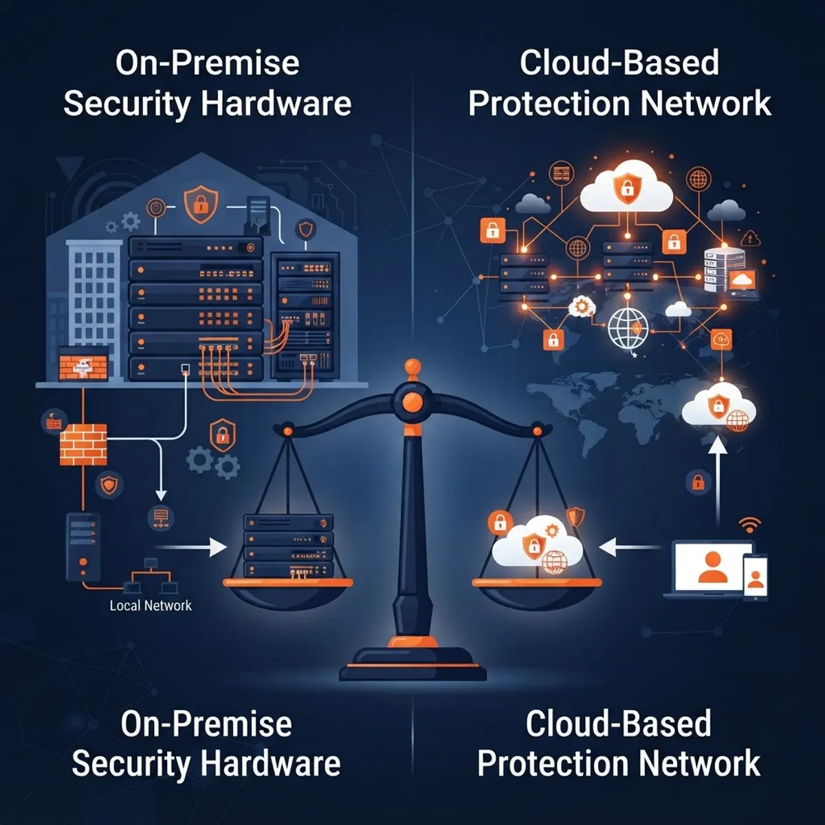 Comparison of on-premise SonicWall appliance WAF versus cloud WAF protection