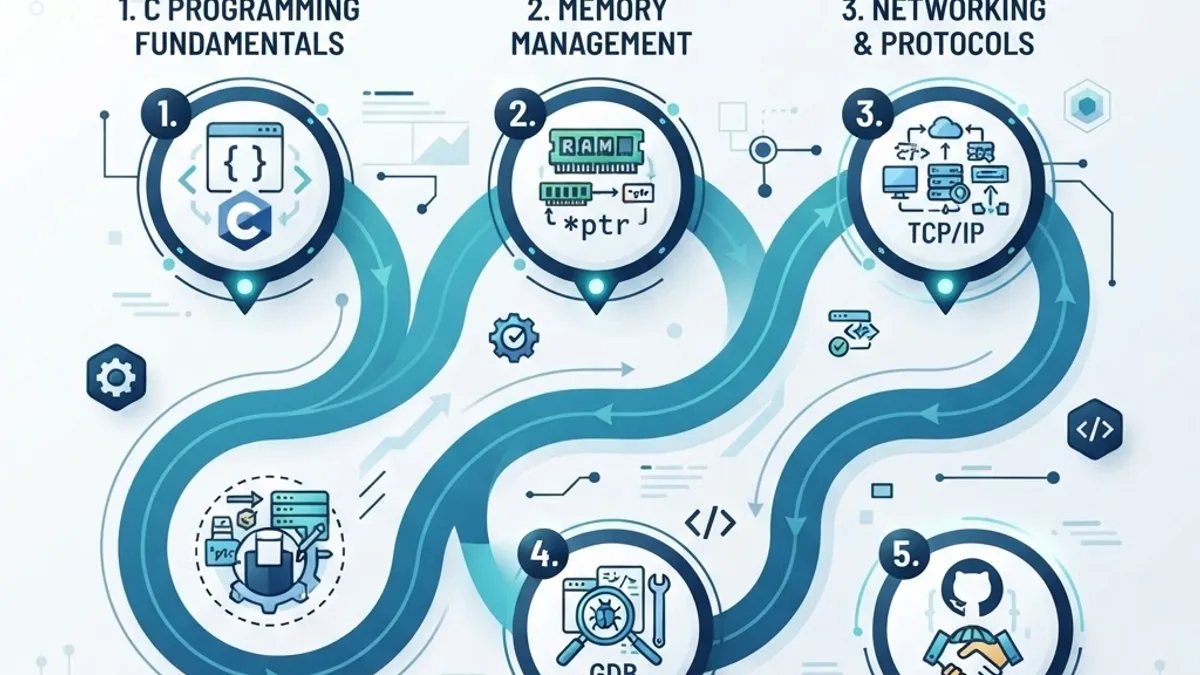 Roadmap infographic of systems software engineering skill milestones