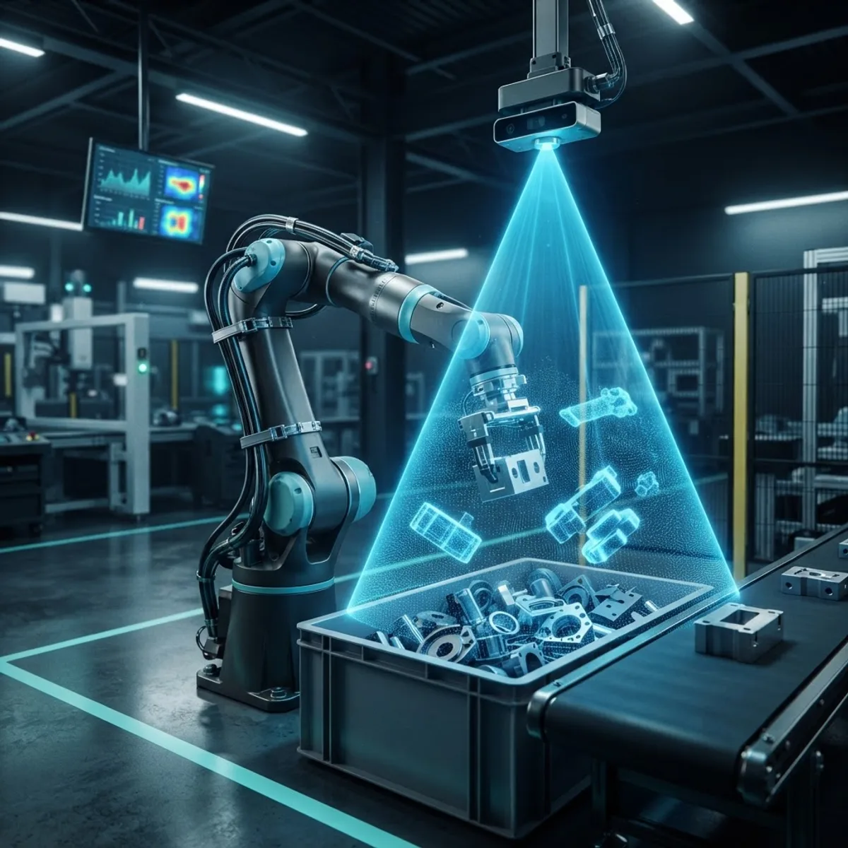 Industrial robot arm using ToF depth sensing in a smart factory