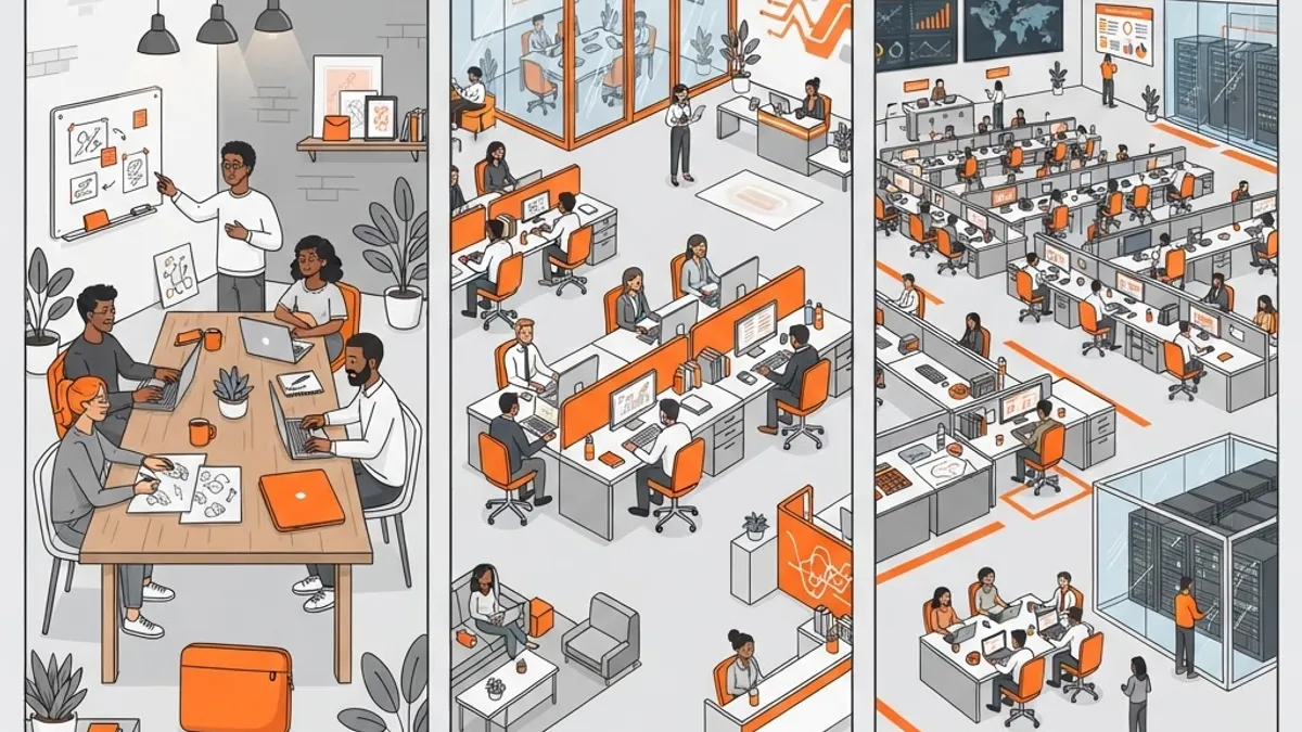 Comparison of boutique studio, mid-size agency, and enterprise development teams