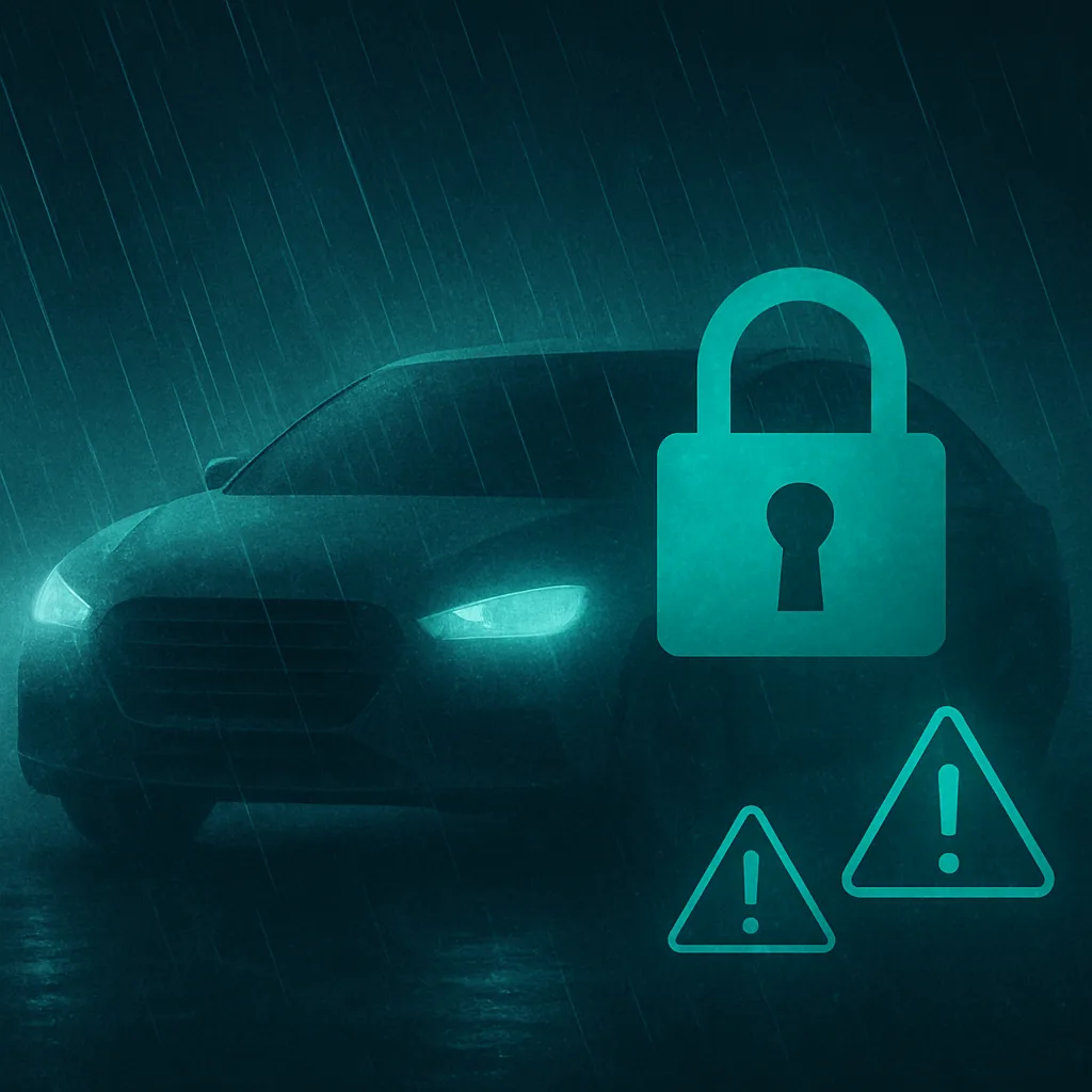 Conceptual image of challenges in vehicle recognition AI such as low light and privacy