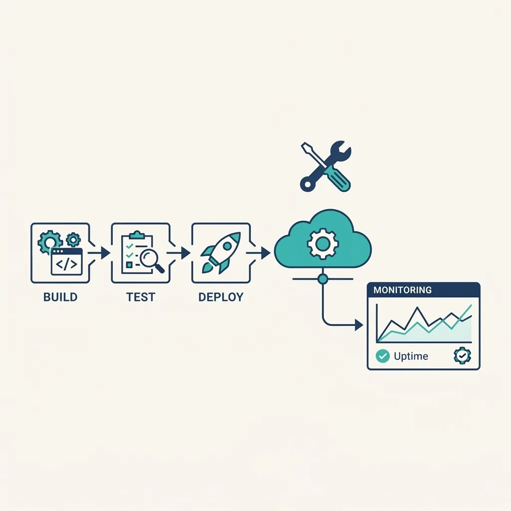 CI CD deployment pipeline with monitoring dashboard