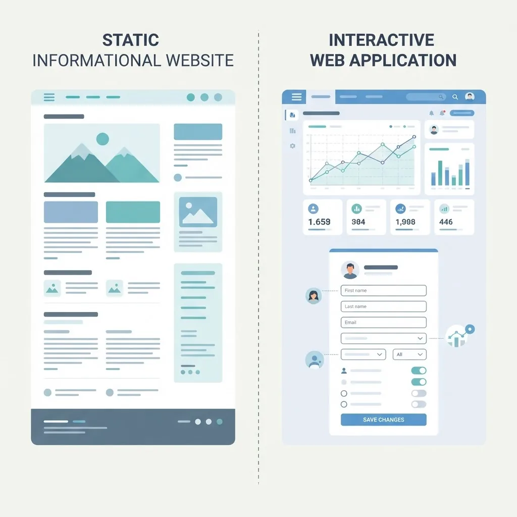 Comparison of a static website and an interactive web app