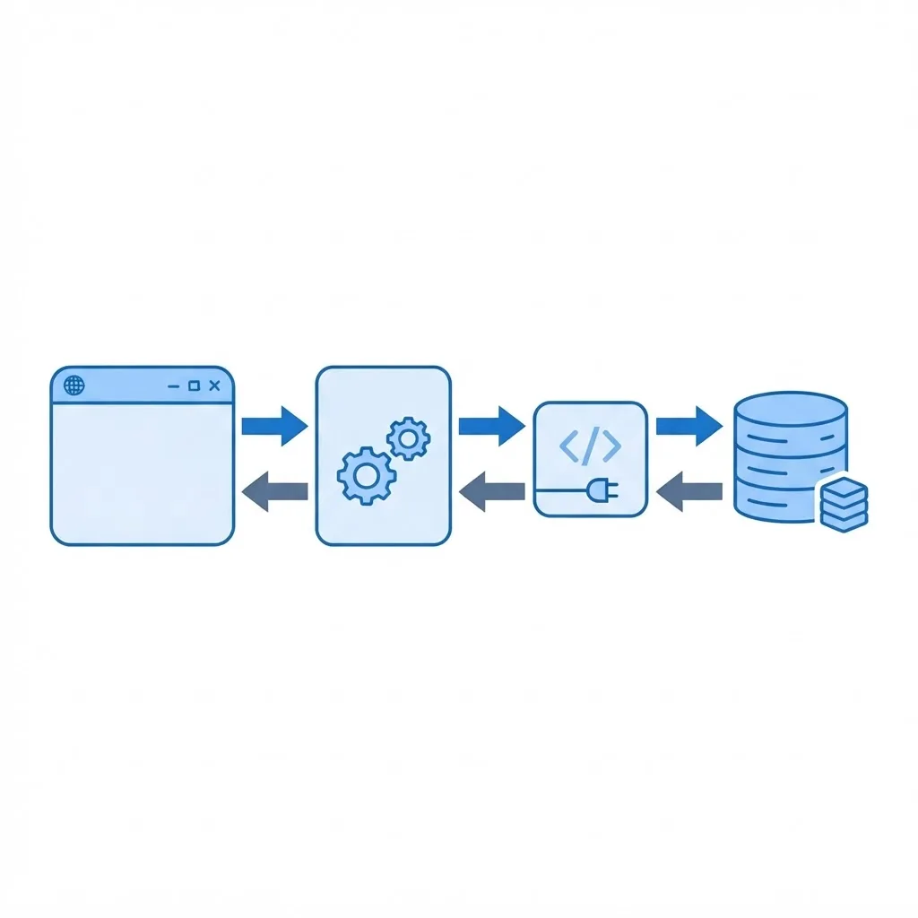 Diagram of client, server, API, and database layers