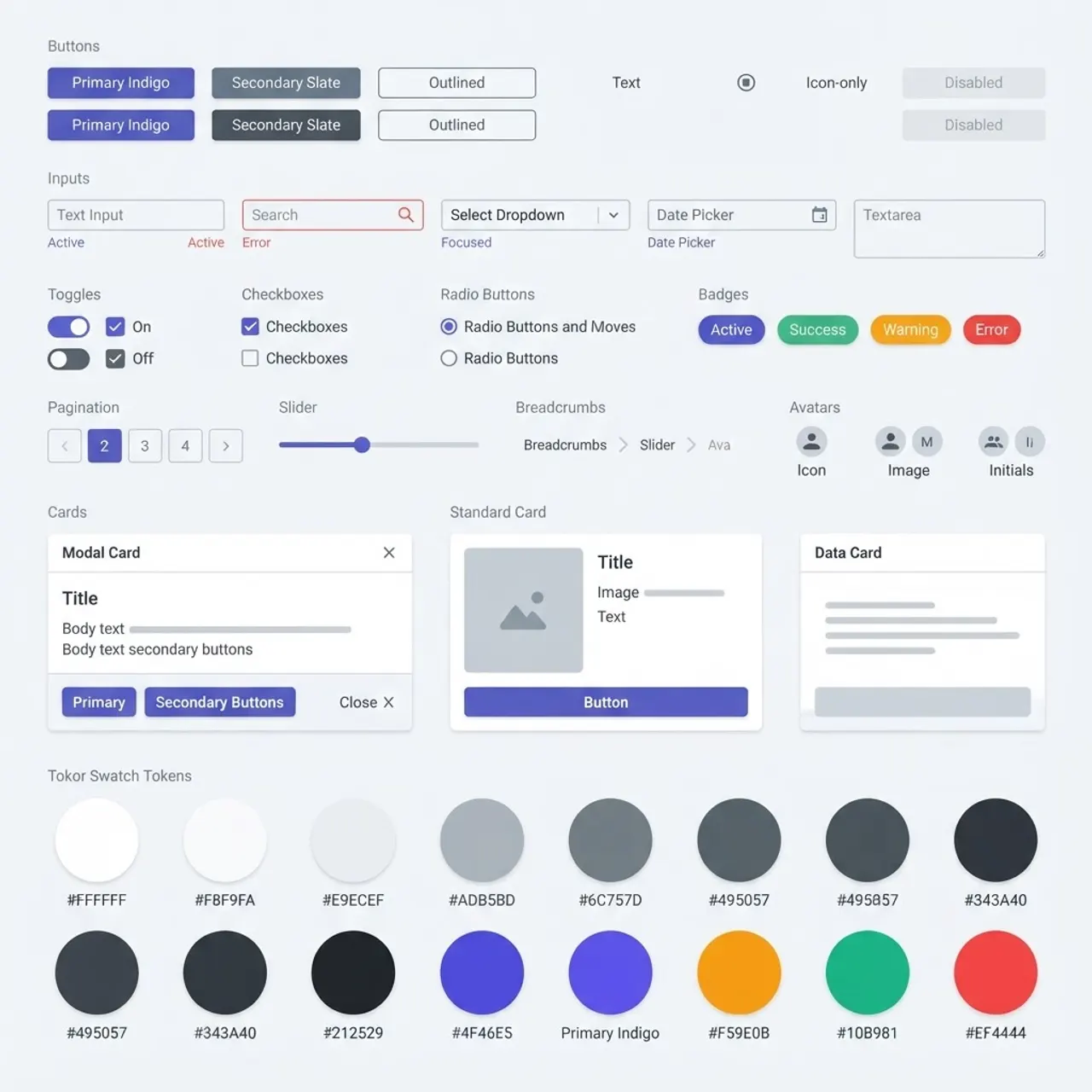 Design system components for a web application