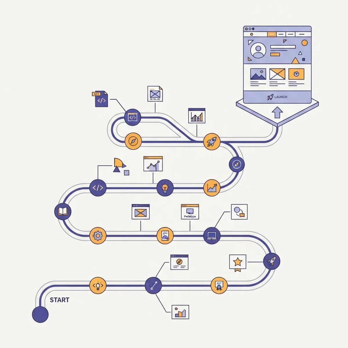 Web design portfolio building roadmap illustration