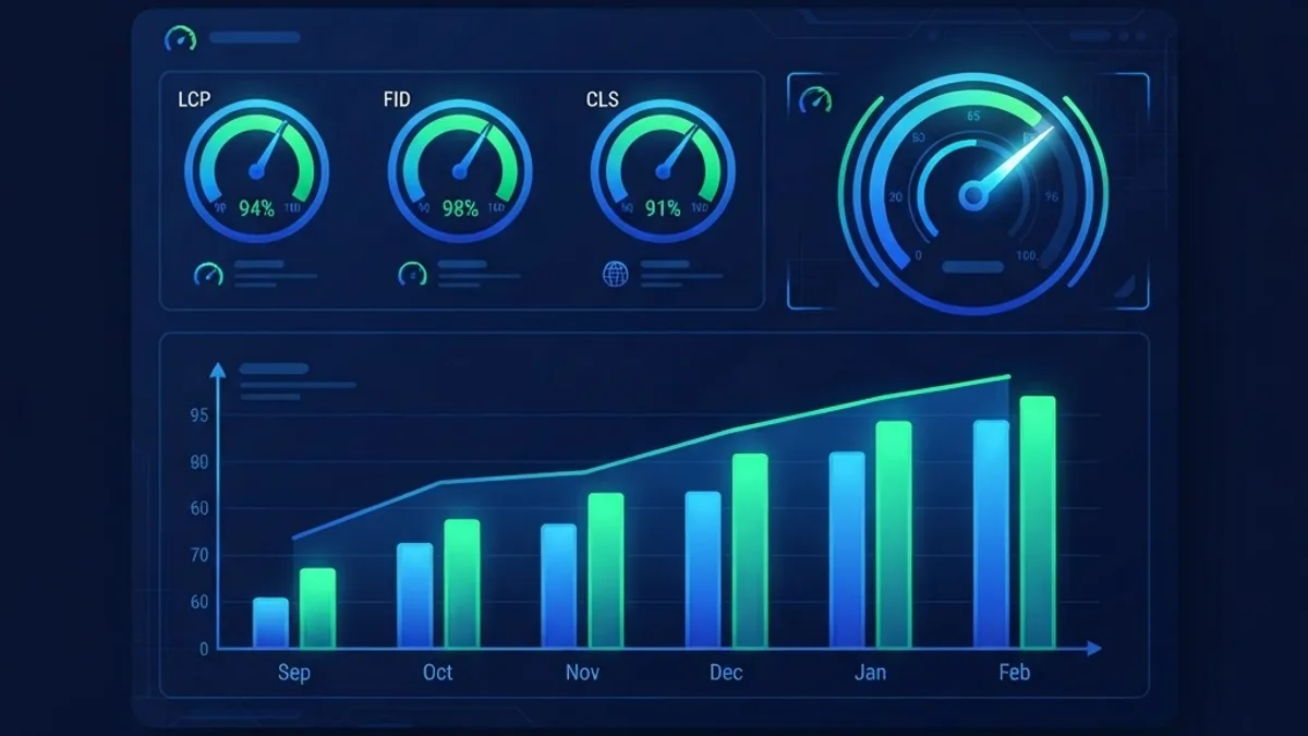Core Web Vitals and page speed dashboard
